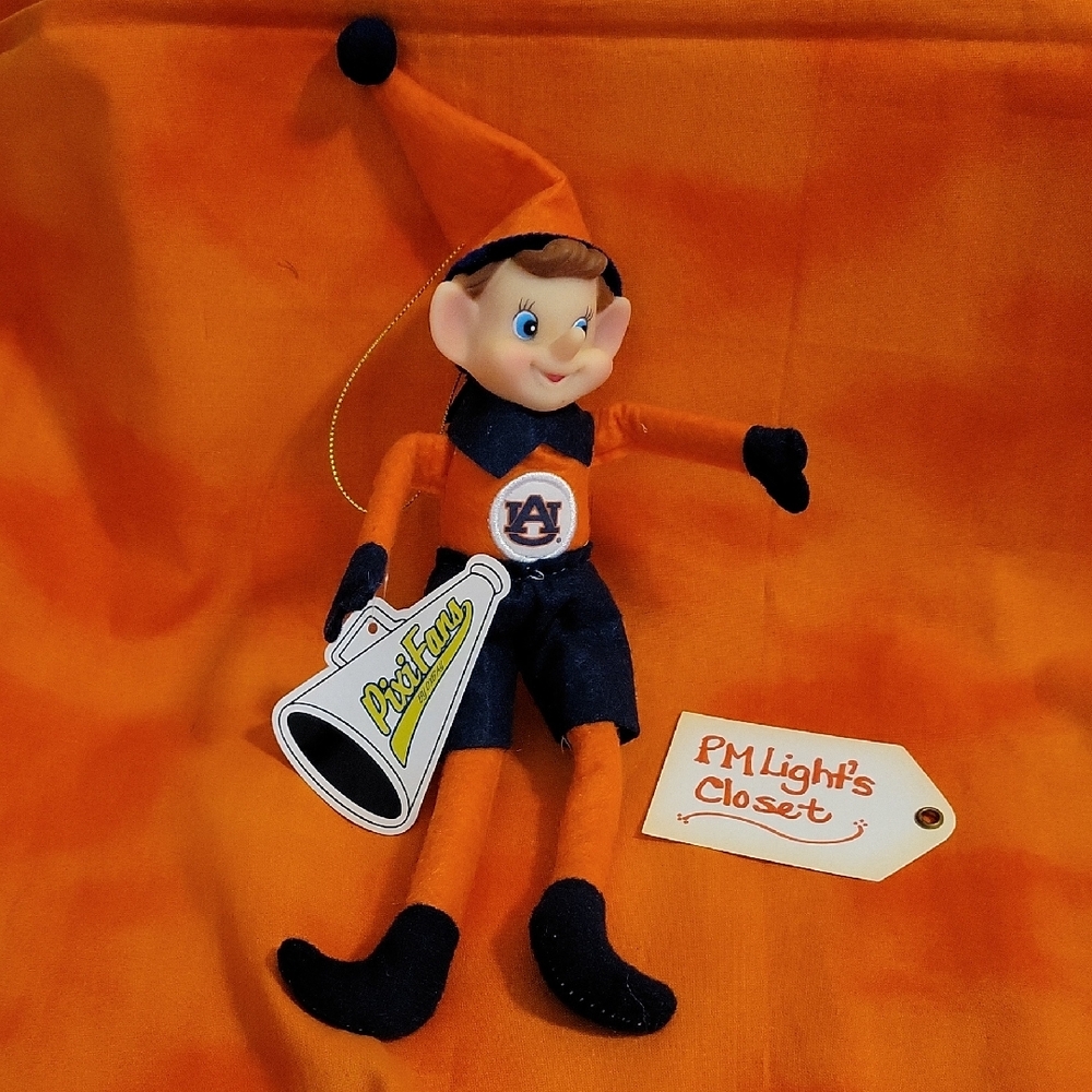 PixiFans Auburn University Orange and Blue Plush Elf Toy New Ornament